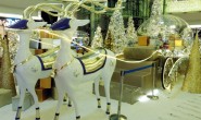 玻璃钢美陈定制圣诞节日鹿车雕塑装饰
