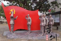 玻璃钢加入共产党战士雕塑